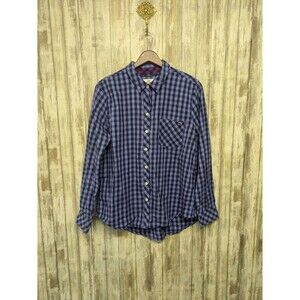 Vineyard Vines Women’s Cotton Cashmere Flannel Button Up Shirt Blue Plaid Sz 12